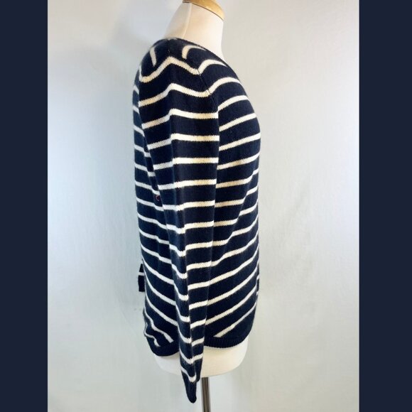 Chinti and Parker Blue and White Striped Cashmere Sweater - Size M - Picture 7 of 14